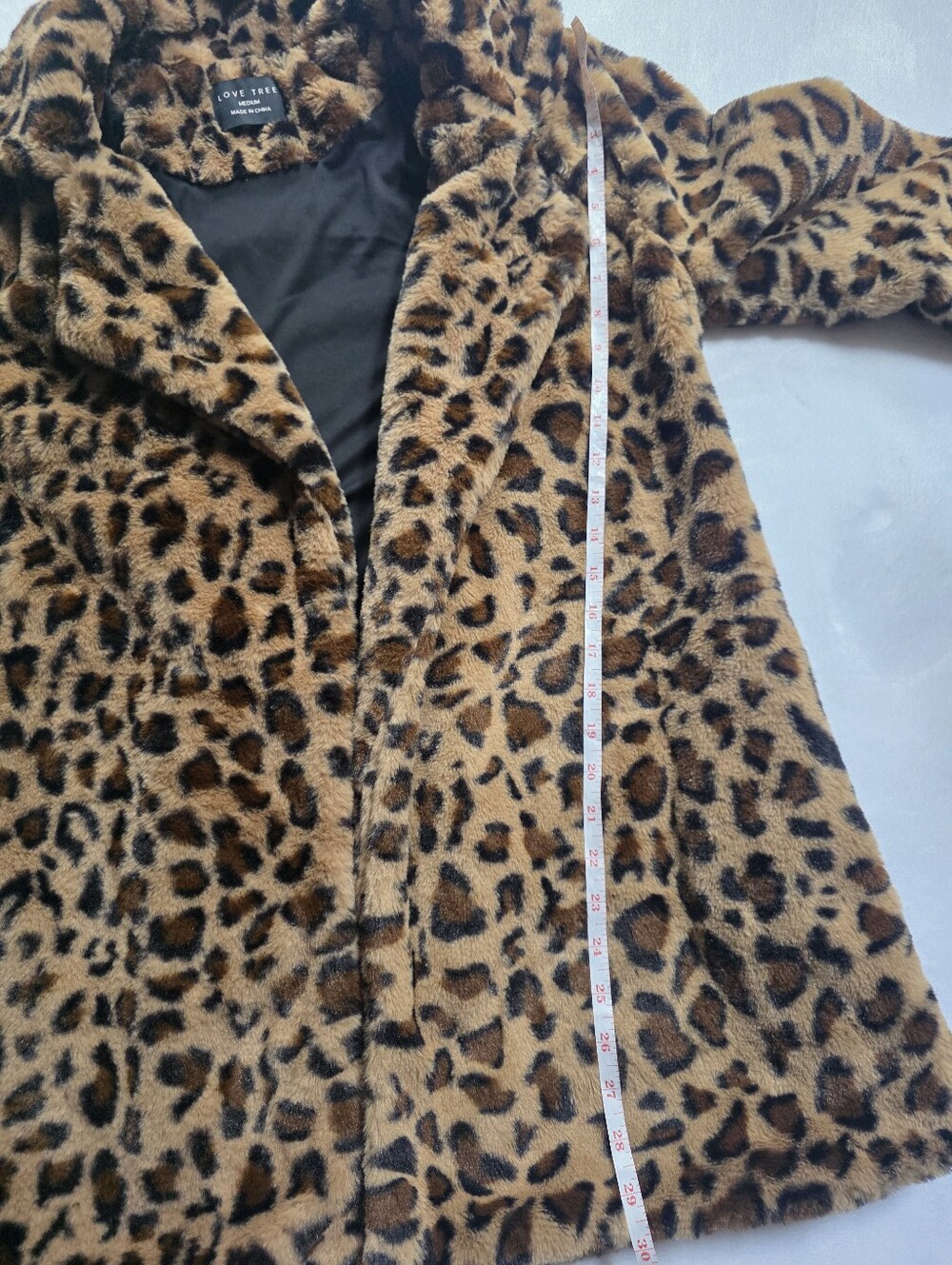 Love Tree Leopard Print Faux Fur Open Front Jacket Coat Medium - Picture 6 of 7